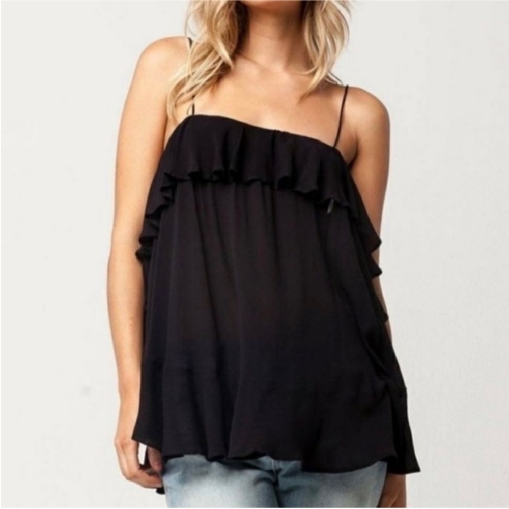 Intimately Free People Black Cascades Tank Top Size Small Boho Flowy